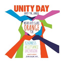 unity day, wear and share orange for kindness acceptance inclusion flyer